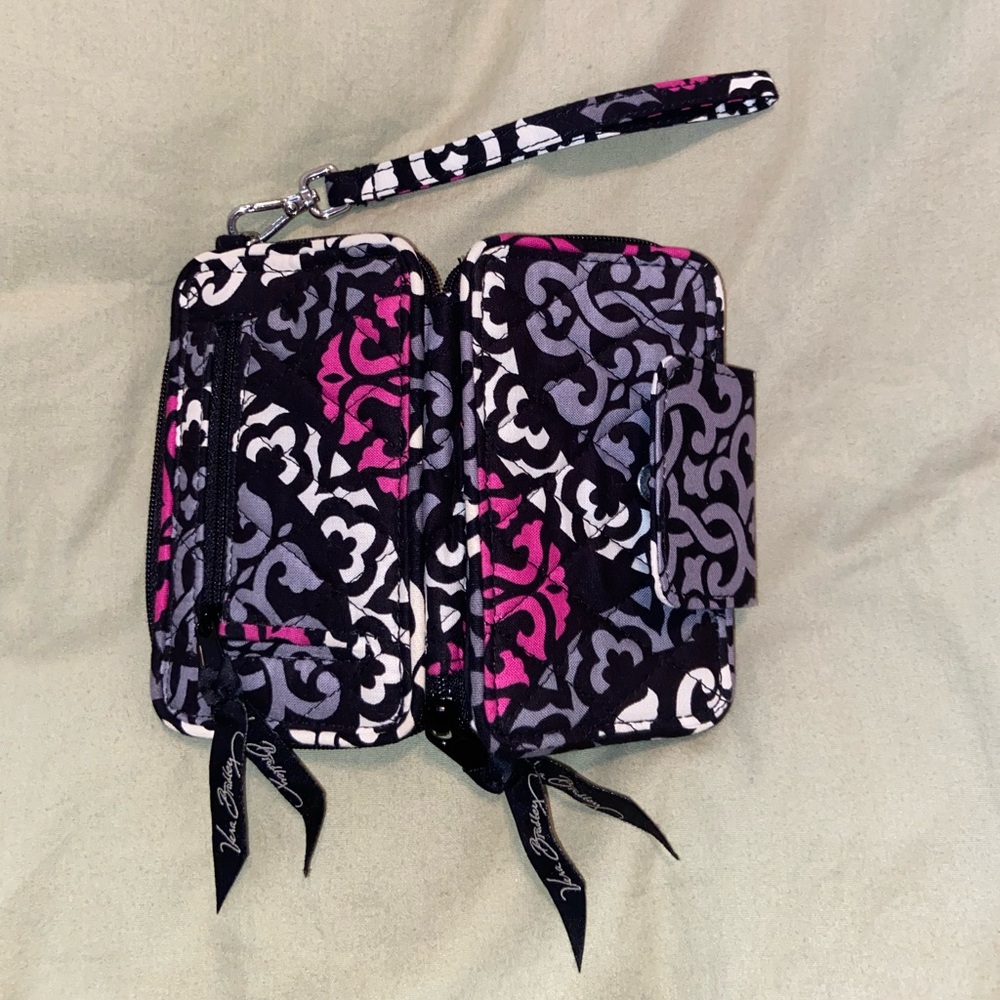 Vera Bradley Black, White and Pink Patterned Wristlet